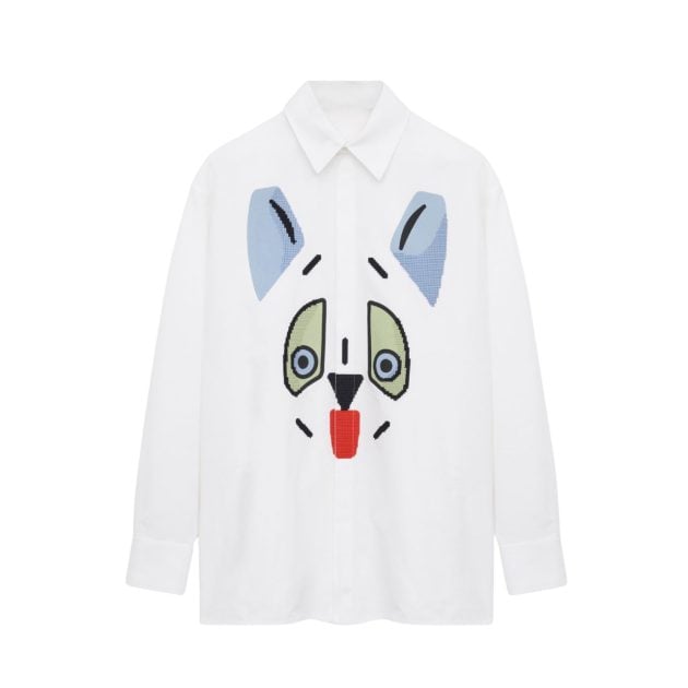 Loewe x Louis Wain cotton shirt featuring a dog illustration design