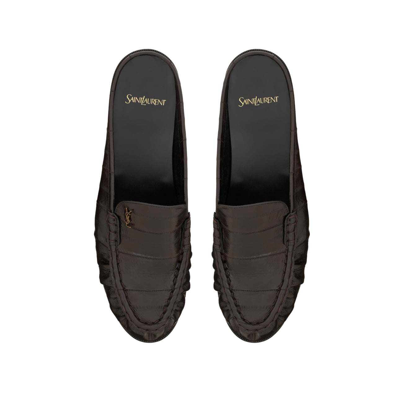 Saint Laurent black leather loafer mules