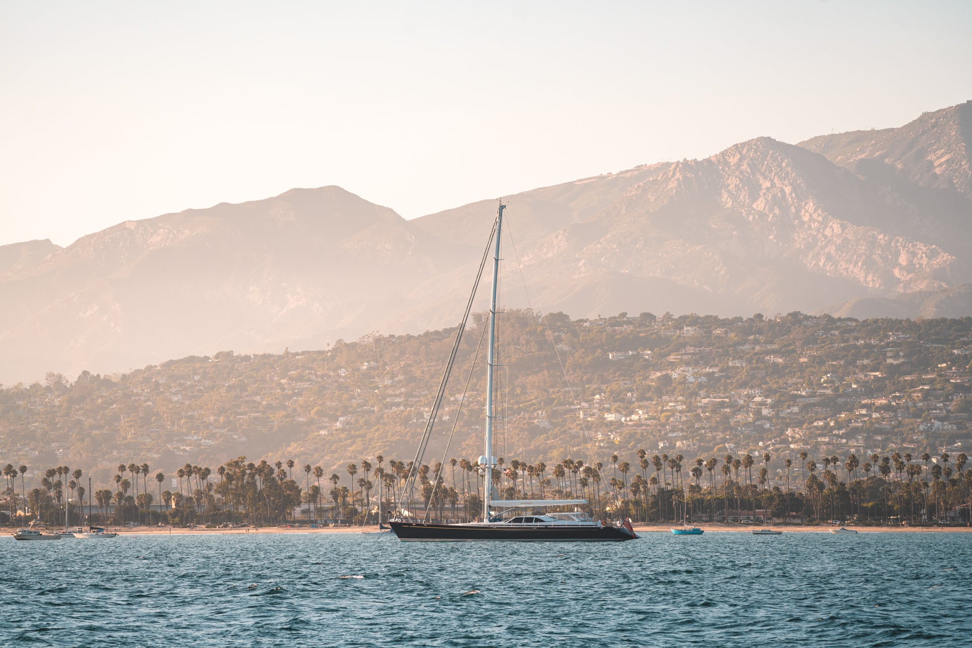Boat exterior set against a mountain landscape