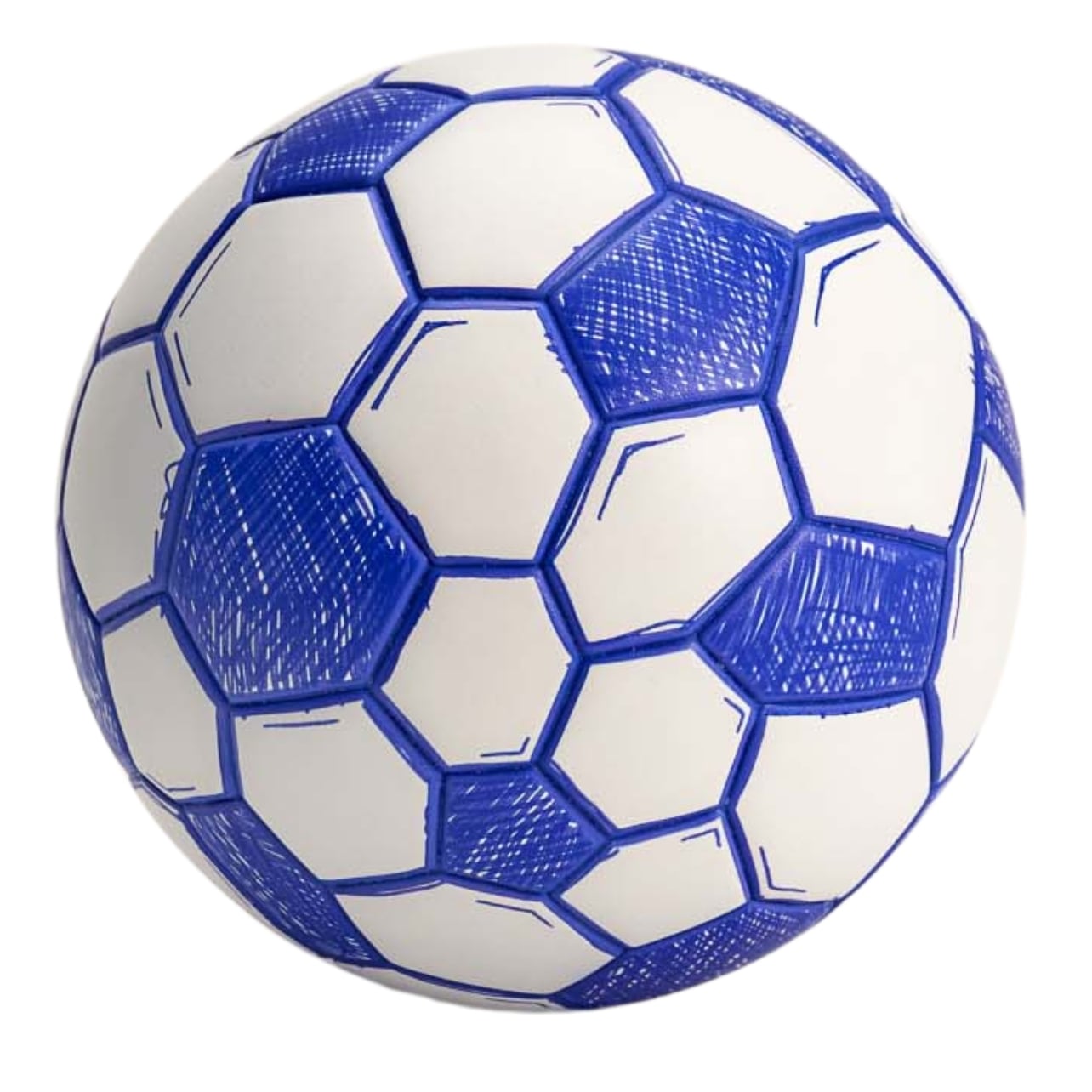 Blue and white soccer ball