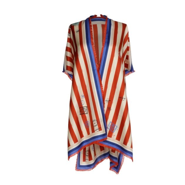 Fendi striped silk poncho