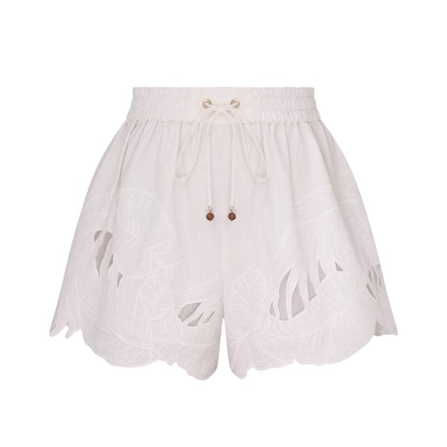 Zimmermann white embroidered shorts