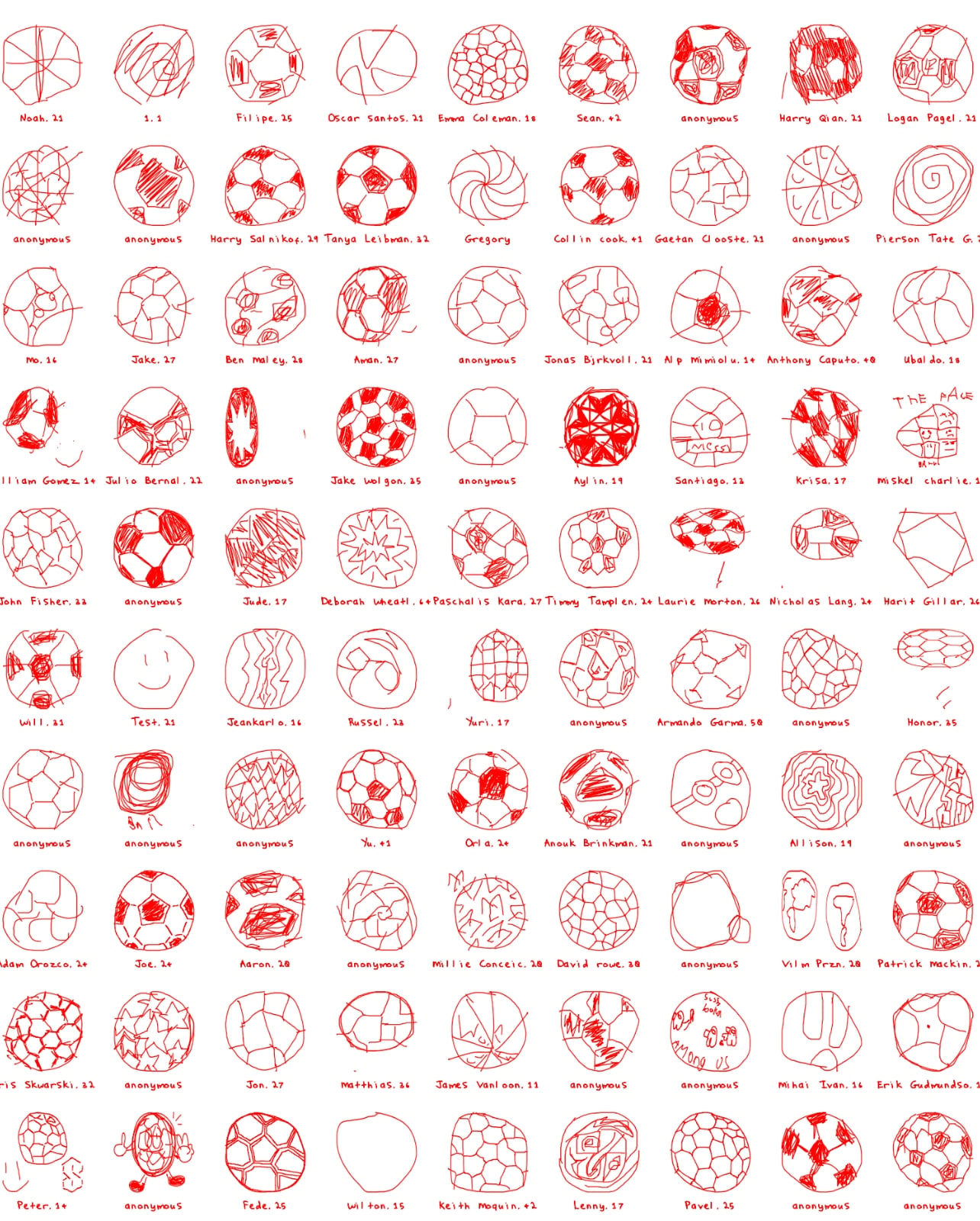 Various Red soccer ball illustrations