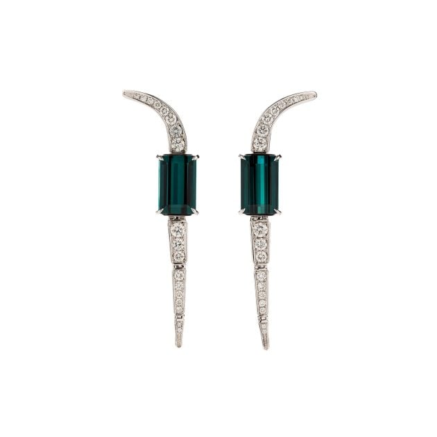Ara Vartanian green tourmaline and diamond earrings