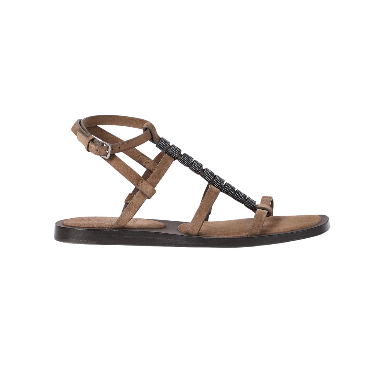 Brunello Cucinelli brown beaded strappy sandals