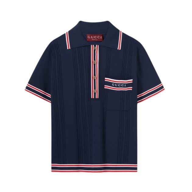 Gucci Polo Top with Striped Trim