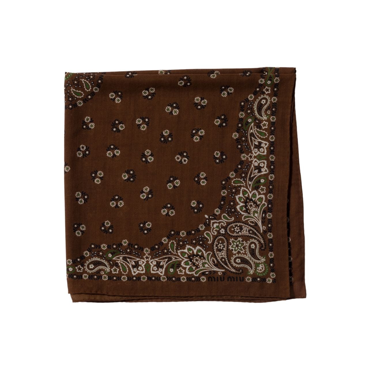 Miu Miu brown bandana-printed silk scarf