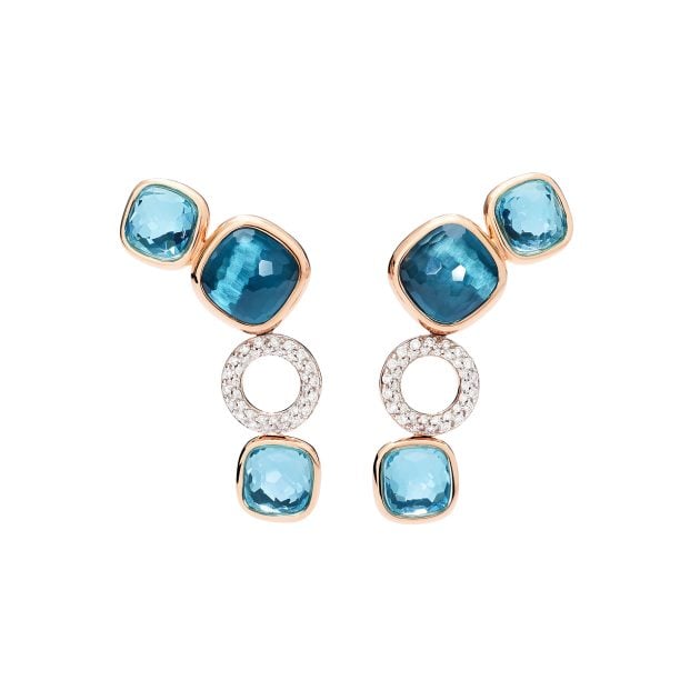 Pomellato Nudo earrings in rose gold with topaz and diamonds with topaz