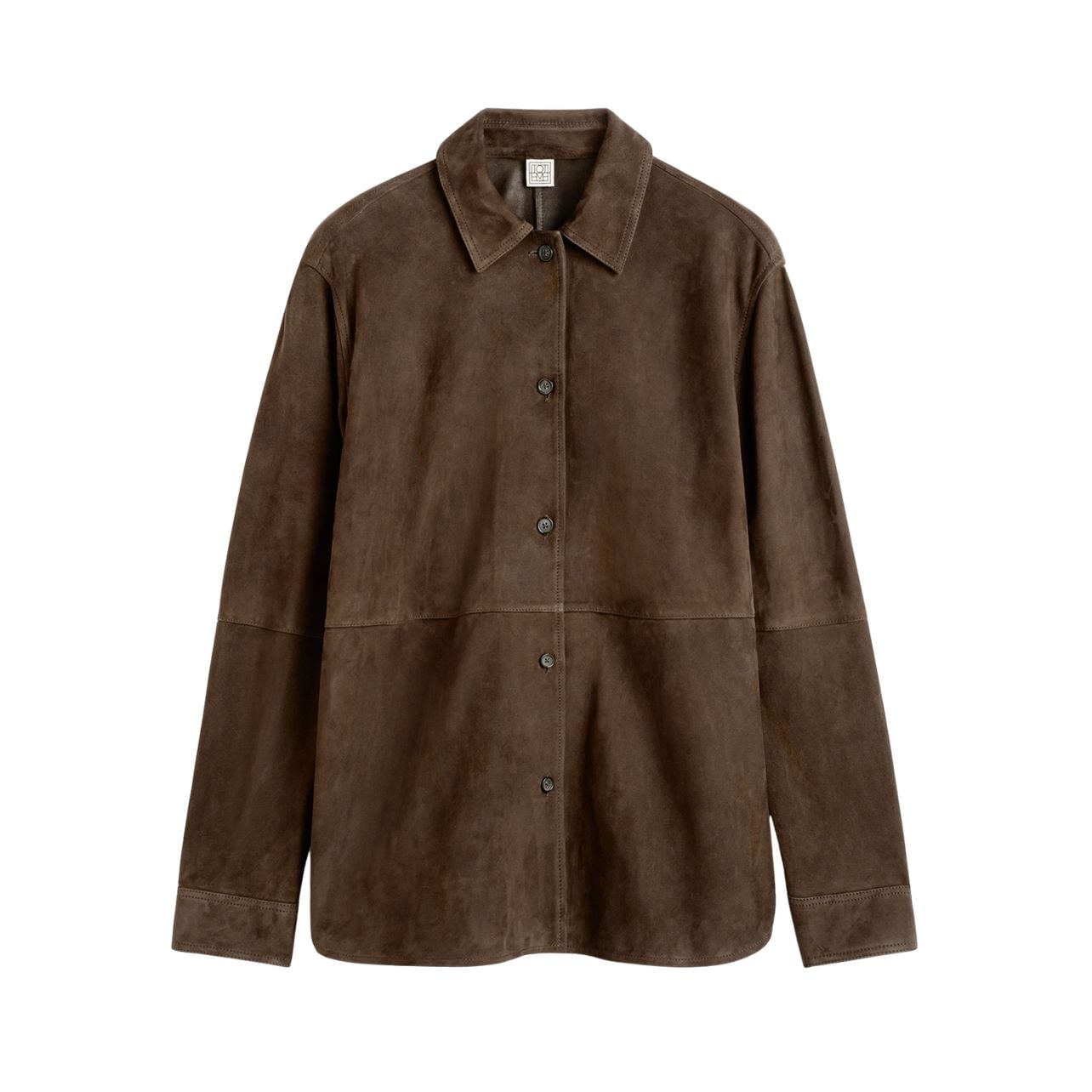 TOTEME brown Soft suede overshirt in brown