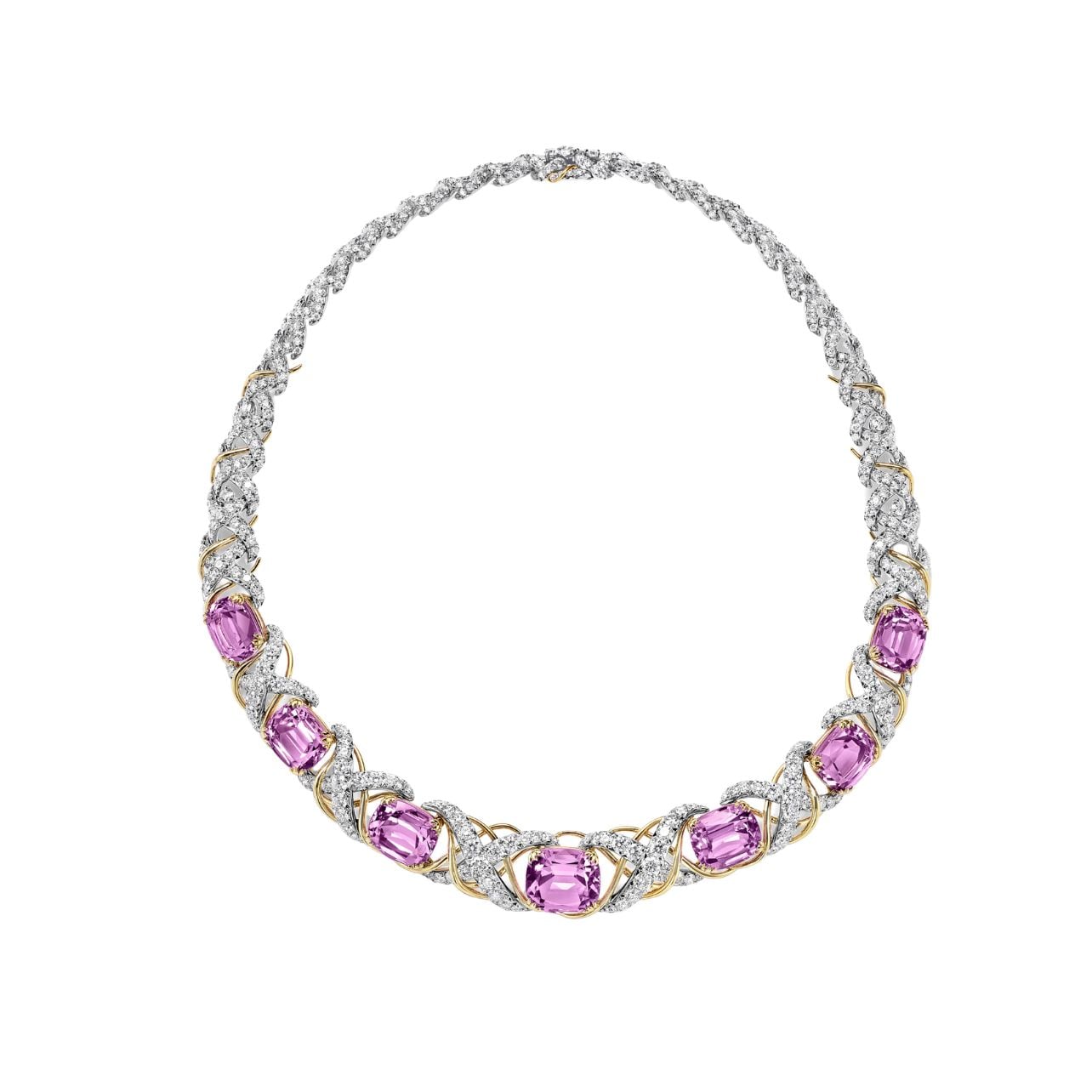 Tiffany & Co. pink, silver, and gold necklace