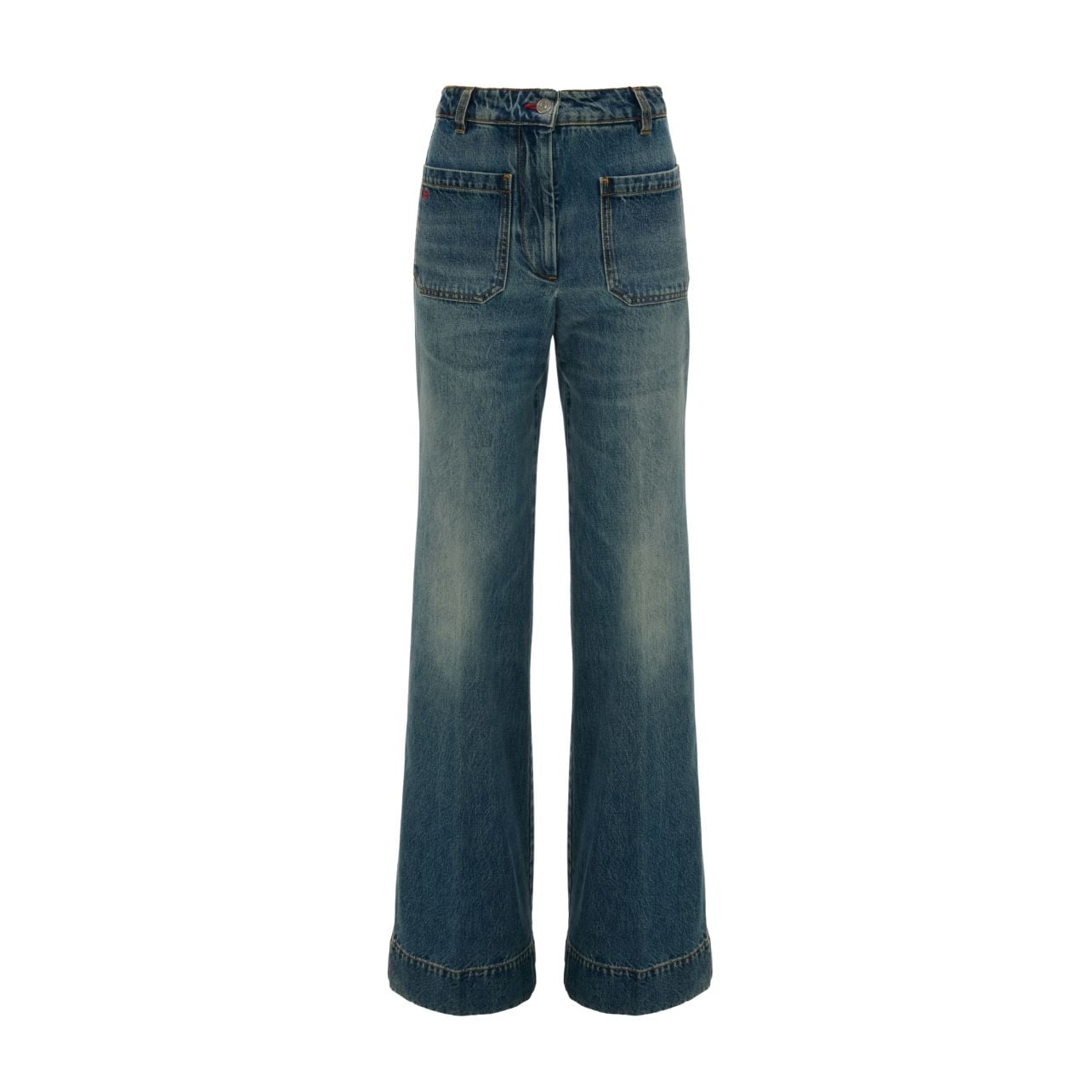 Victoria Beckham Alina High Waisted Jean in Classic Blue Wash