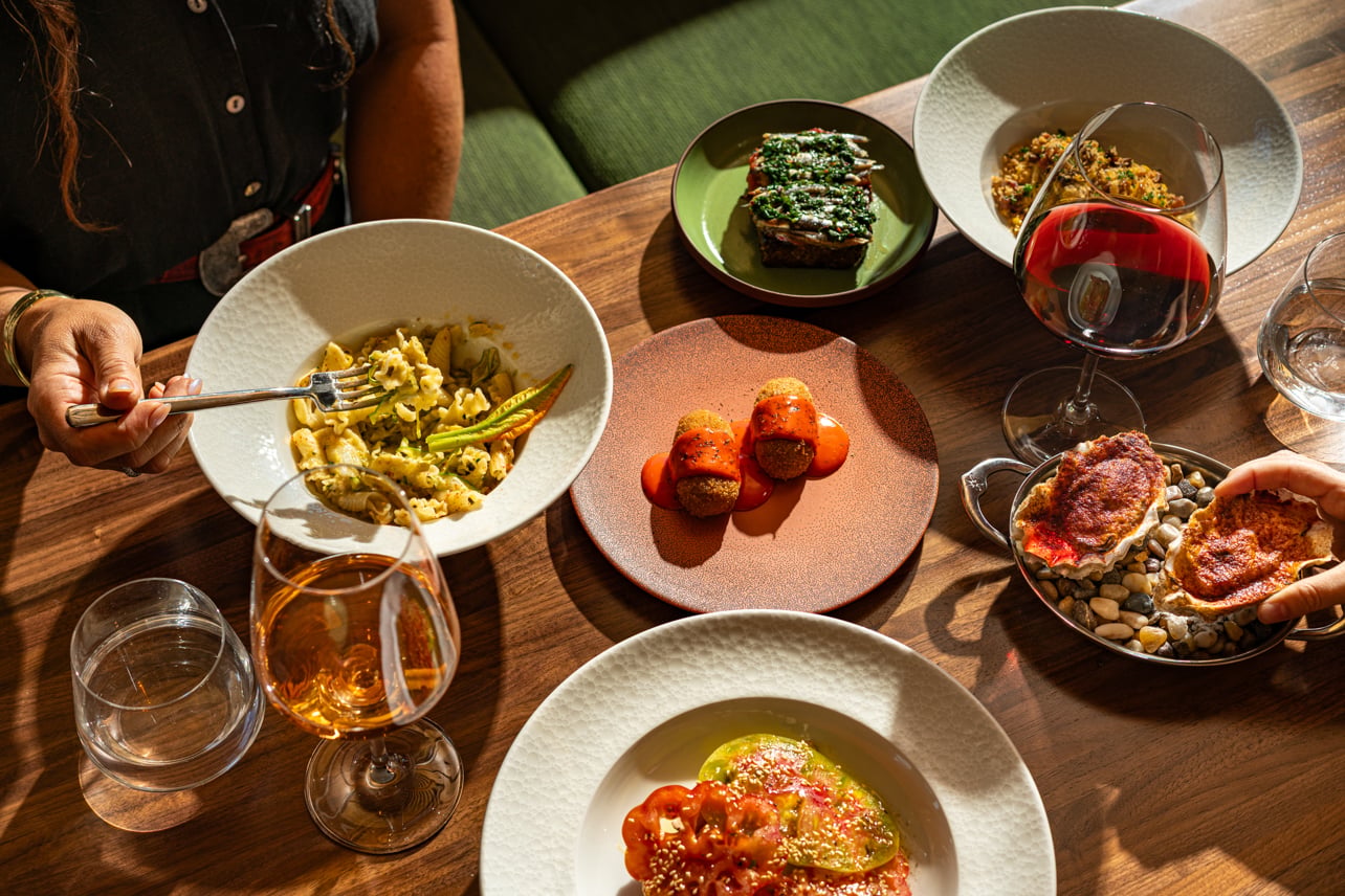 Assorted dishes from Folia Bar and Kitchen at Appellation Healdsburg