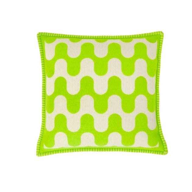 Frette Modernism cushion with lime green and white checkers