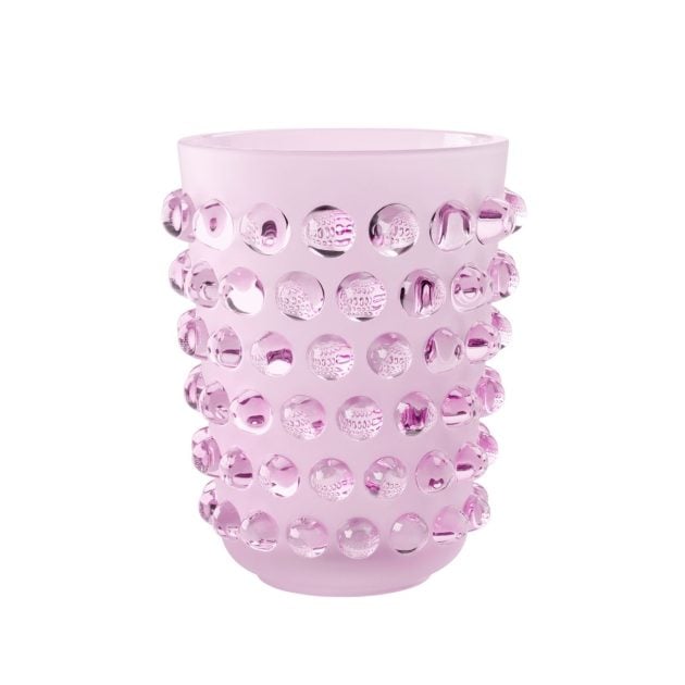 Lalique pink Mossi crystal vase