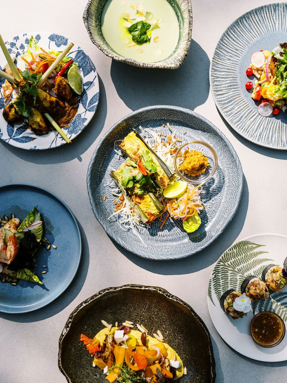 Plates of food prepared by Chef Dawa at The Roundtree