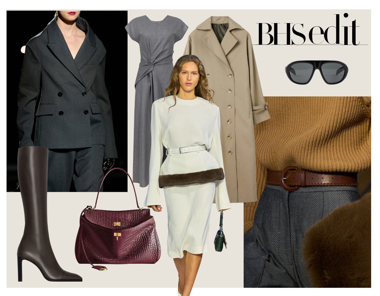 A collage of fashion products and accessories for a fall wardrobe