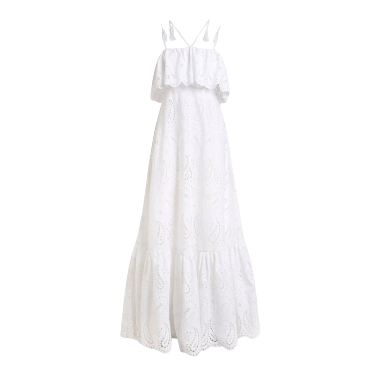 Etro Broderie Anglaise lace long dress with paisleys and hearts