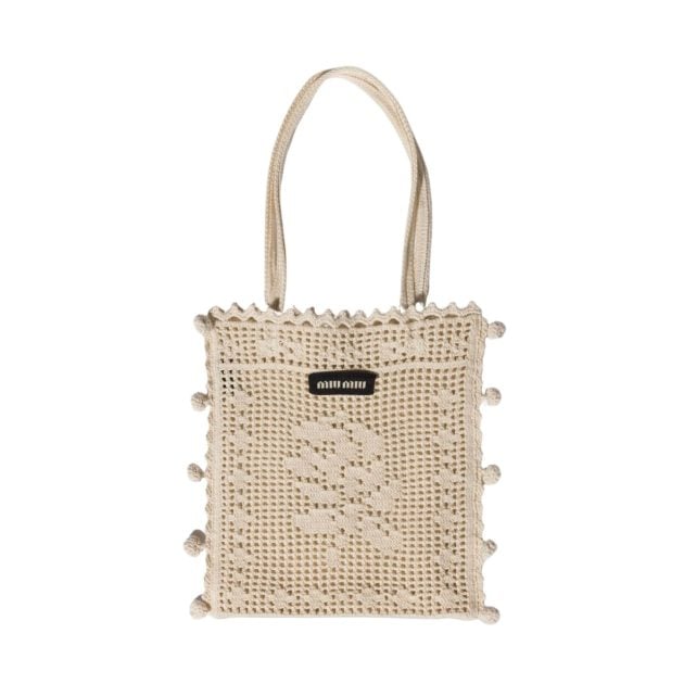 Miu Miu Crochet-effect cotton handbag