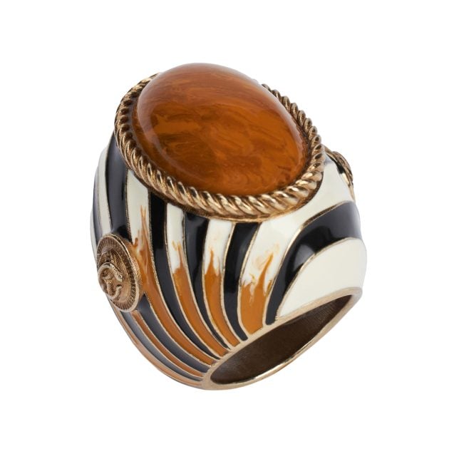 Roberto Cavalli enameled metal ring