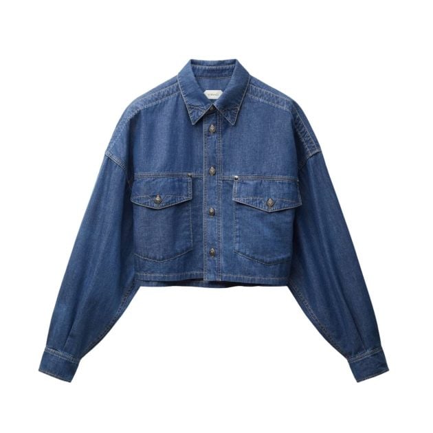 Versace Chambray Denim Crop Shirt