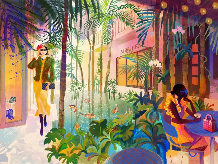 Illustration by Cornelia Li, winner of the 2024 Bal Harbour Shops Creative Challenge