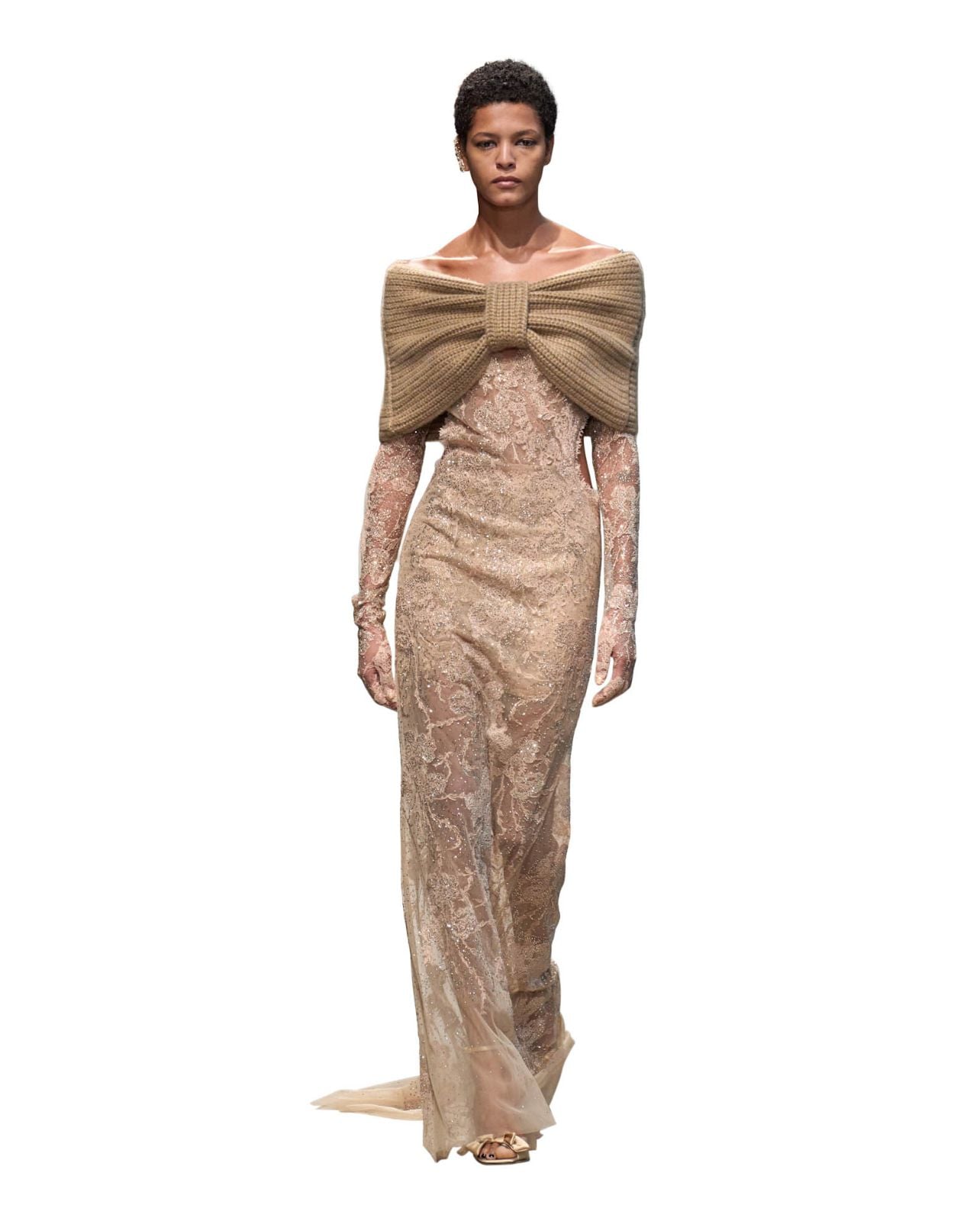 Ermanno Scervino tan lace Fall/Winter runway look