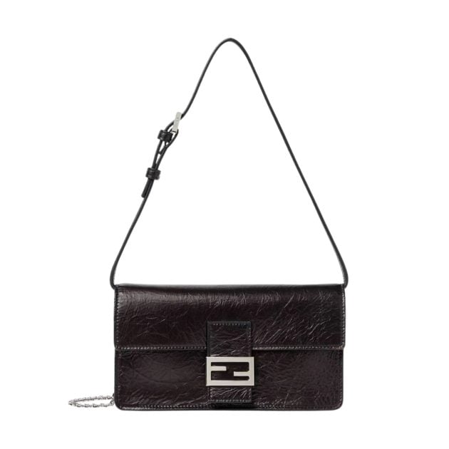 Fendi cracked leather Tube wallet on chain
