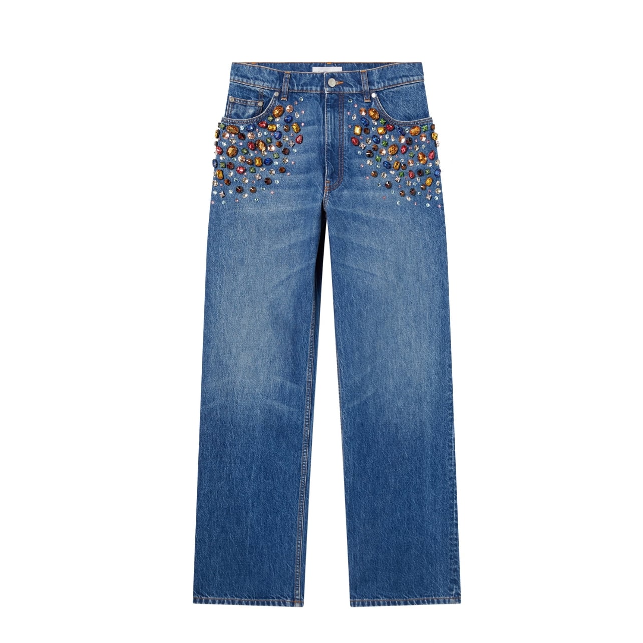 Stella McCartney Crystal-Embellished Straight-Leg Jeans